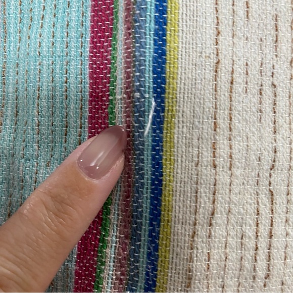 dRA Los Angeles Zip Up Linen Blend Striped Bomber Jacket Multicolor Small - Picture 6 of 10